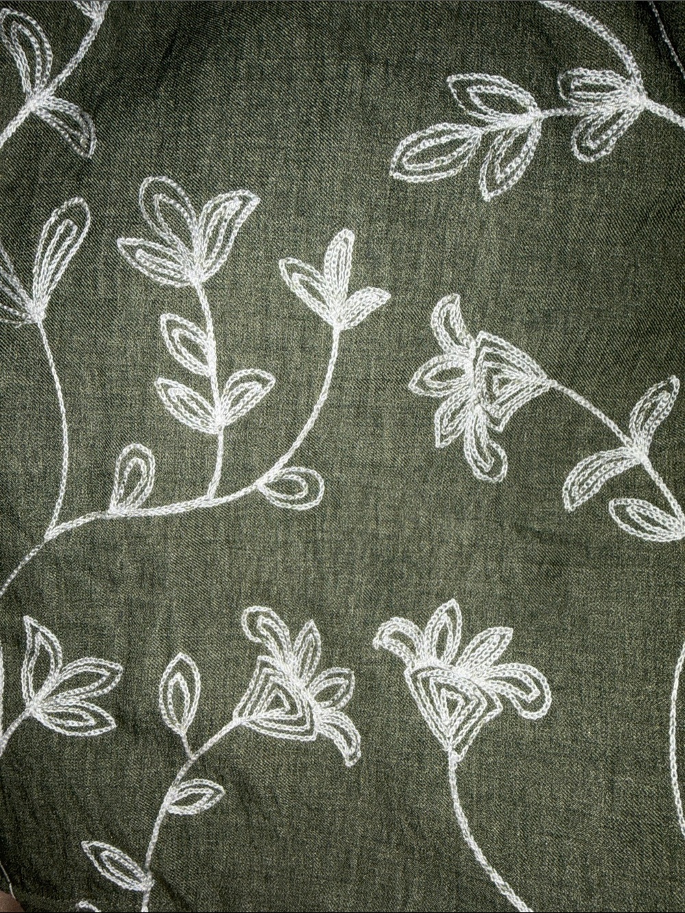 Olivia & Martin Embroidered Floral Blouse 2X Olive Green NWT - Picture 7 of 8